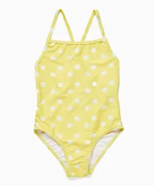 Zippy Shells Print V Cut Swimsuit - Yellow