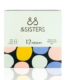 &Sisters Organic Cotton Pads With Wings Light Absorbency - 12 Pieces