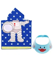 Star Babies Hooded Astronaut Poncho With Shower Cap Combo Pack - Blue