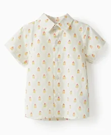 Zippy All Over Abstract Print Cotton Shirt - White
