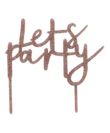 Hootyballoo Rose Gold 'Lets Party' Acrylic Cake Topper