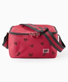 زيبي - حقيبة غداء معزولة بتصميم القلوب والفراشات - أحمر غامق