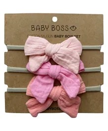 Baby Boss ME Cotton Muslin Bow Set - Pink