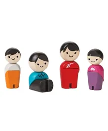 Plan Toys Asian Wooden Family Pack Of 4 - Multicolour