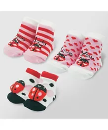 Smart Baby Girls Socks Set Red - Pack of 3 Pairs
