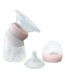 Marcus and Marcus 2 in 1 Silicone Breast Pump and Angled Feeding Bottle Set Peach- 180mL