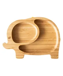 Eco Rascals Bamboo Elephant Plate With Suction Base & Section Plate - Grey