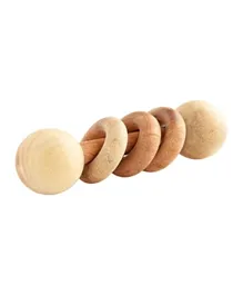 Ariro Wooden Dumbbell With Rings Rattle - Natural