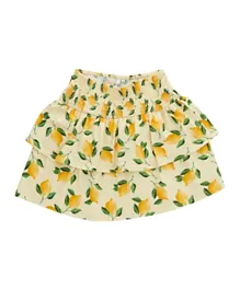 Little Pieces Floral Tulip Flared Skirt - Yellow