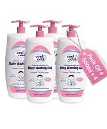 Cool & Cool Vitamin E & Aloe Vera Infused Tear Free Head To Toe Baby Washing Gel Pack of 4 - 500mL Each