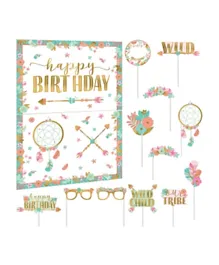 Party Centre Boho Birthday Girl Scene Setter With Props - 16 Pieces