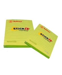 SADAF Lined Sticky Notes Green - 100 Pieces