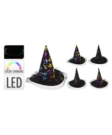 Homesmiths Halloween Witch Hat With LED Lights Pack Of 1 - Assorted Colours & Designs