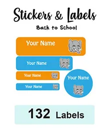 Ladybug Labels Personalised Name School Labels Elephant Boy - 132 Pieces