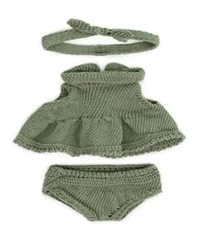 Miniland Knitted Doll Outfit Dress & Headband - Green