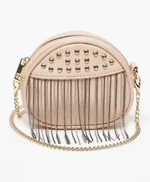 Flora Bella by ShoeExpress Studded Crossbody Bag with Metallic Tassels and Chain Strap - Pink