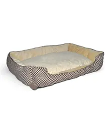 سرير الحيوانات الأليفة الدافئ ذاتيًا من كيه آند إتش بت برودكتس بنقشة مربعة - بني متوسط