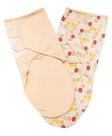 MOON 100% Organic Cotton Adjustable Swaddle Wrap for Newborns-pack of 2 -  Small & Large- Pink