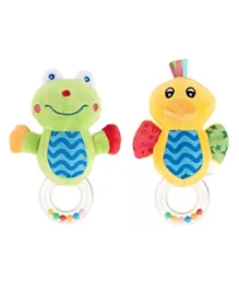 Pixie Frog Rattle Toy + Duck Rattle Toy - Multicolour