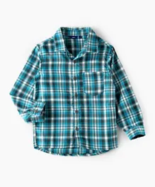 Jam All Over Checked Ribbed Cuffs Shirt - Blue