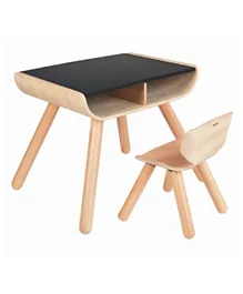 Plan Toys Wooden Table And Chair - Black Beige