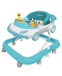 Mama Love Car Shape Baby Walker - Adjustable, Musical Toy Tray, Cushioned Seat, Foldable Design, 6-24 Months - Blue