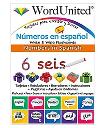 Word United Numbers In Spanish- Write & Wipe Flash Cards - 58 Pages