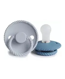 FRIGG Rope Silicone Baby Pacifier 2-Pack Ocean View/Powder Blue - Size 1