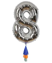 Meri Meri Fancy  Number Balloon 8 Silver - 40 Inches