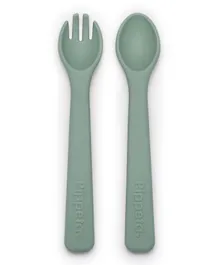 Pippeta Silicone Spoon & Fork - Meadow Green