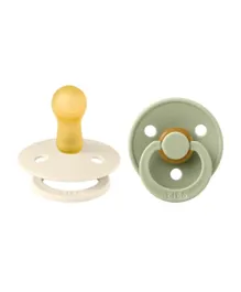 Bibs Colour 2 Pack Latex S2 Pacifier - Ivory & Sage