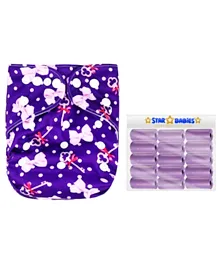 Star Babies Pack of 15 Scented Bags & Reusable Swim Diaper - Purple