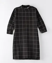 هاشكيولو فستان قصير بنقشة المربعات - أسود