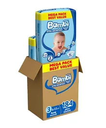Sanita Bambi Baby Diapers Mega Pack Size 3 Pack of 2 - 184 Pieces