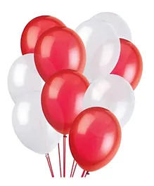 Party Propz Metallic Balloons Red and White Color for Party Decoration - Pack of 100