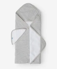 Little Unicorn Cotton Hooded Towel & Washcloth - Grey Stripe