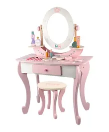 Little Angel Kids Wooden Vanity Set With Stool Toy