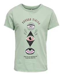 Only Kids Round Neck Future Vision T-Shirt - Frosty Green