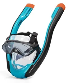 Bestway Hydro-Pro Flowtech S/M Full-Face Snorkel Mask - Dual Air Flow, Anti-Fog, Silicone Seal, Blue
