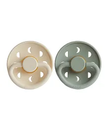 FRIGG Moon Phase Latex Baby Pacifier 2-Pack Cream/Sage - Size 1
