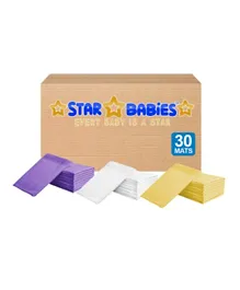 Star Babies Disposable Changing Mat Assorted Color (10pcs Lavender, 10pcs Yellow, 10pcs White)  - Pack of 30