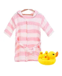 Star Babies Muslin Bathrobe With Rubber Duck - Pink/Yellow