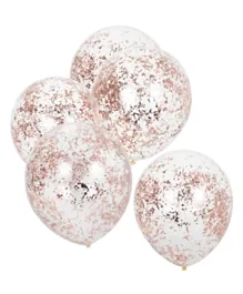 Ginger Ray Rose Gold Confetti Filled Balloons Pack of 5 - 12 Inches
