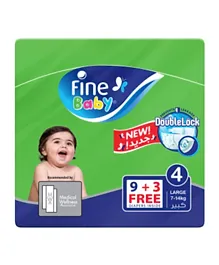 Fine Baby Diapers DoubleLock Technology  Size 4 Large 7 - 14kg - 12 diaper count