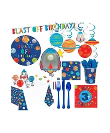 Party Centre 3rd Birthday Blast Off Tableware Party Supplies - 8 Guests