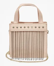 Flora Bella by ShoeExpress Studded Crossbody Bag with Metallic Tassels and Chain Strap -Pink