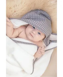 Cuddledry Handsfree Baby Bath Towel- White with Grey Star Hood