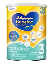 Bebelac Junior Nutri 7 In 1 Palm Oil Free Growing-Up Cow's Milk Formula Stage 3 Vanilla - 800g