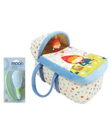 Moon Combo Blue Moses Basket + Green Infant Brush Set