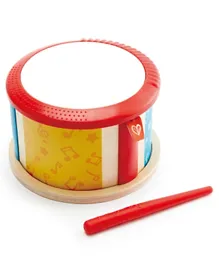 Hape Wooden Double Sided Hand Drum , Musical Toy for Toddlers 12M+ , Enhances Rhythm & Coordination , L 17.78cm B 17.78cm H 10.16cm